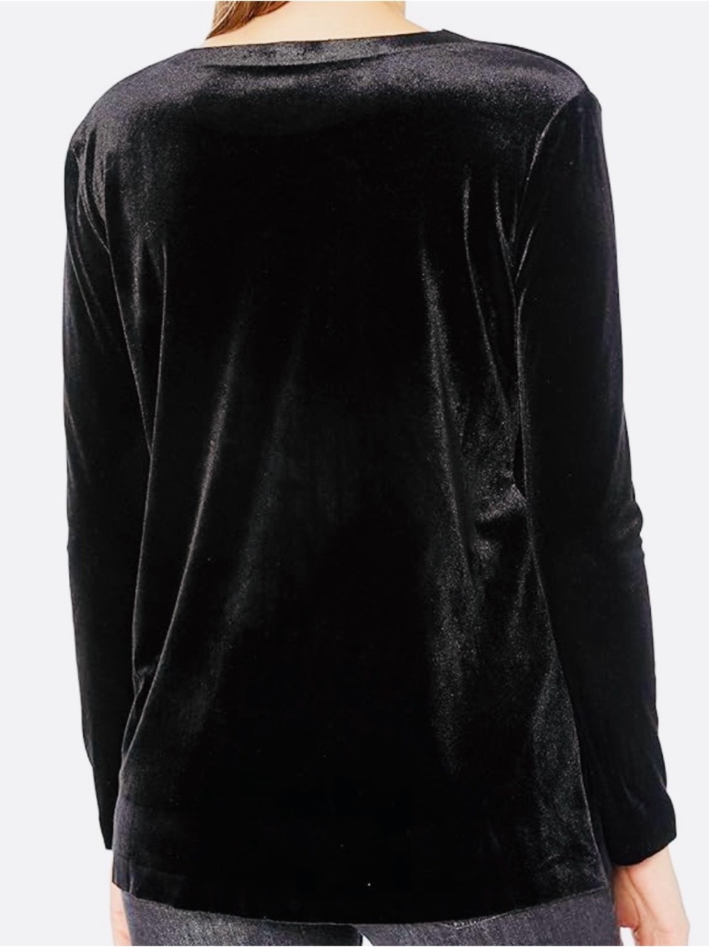 Norma Kamali Women's Black Long-Sleeve Velour Tee